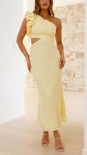 Women's Limoncello Cutout Maxi Dress One-Shoulder Sleeveless Elegant