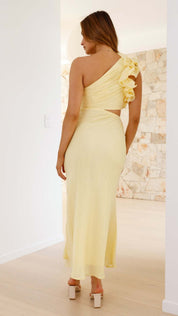 Women's Limoncello Cutout Maxi Dress One-Shoulder Sleeveless Elegant