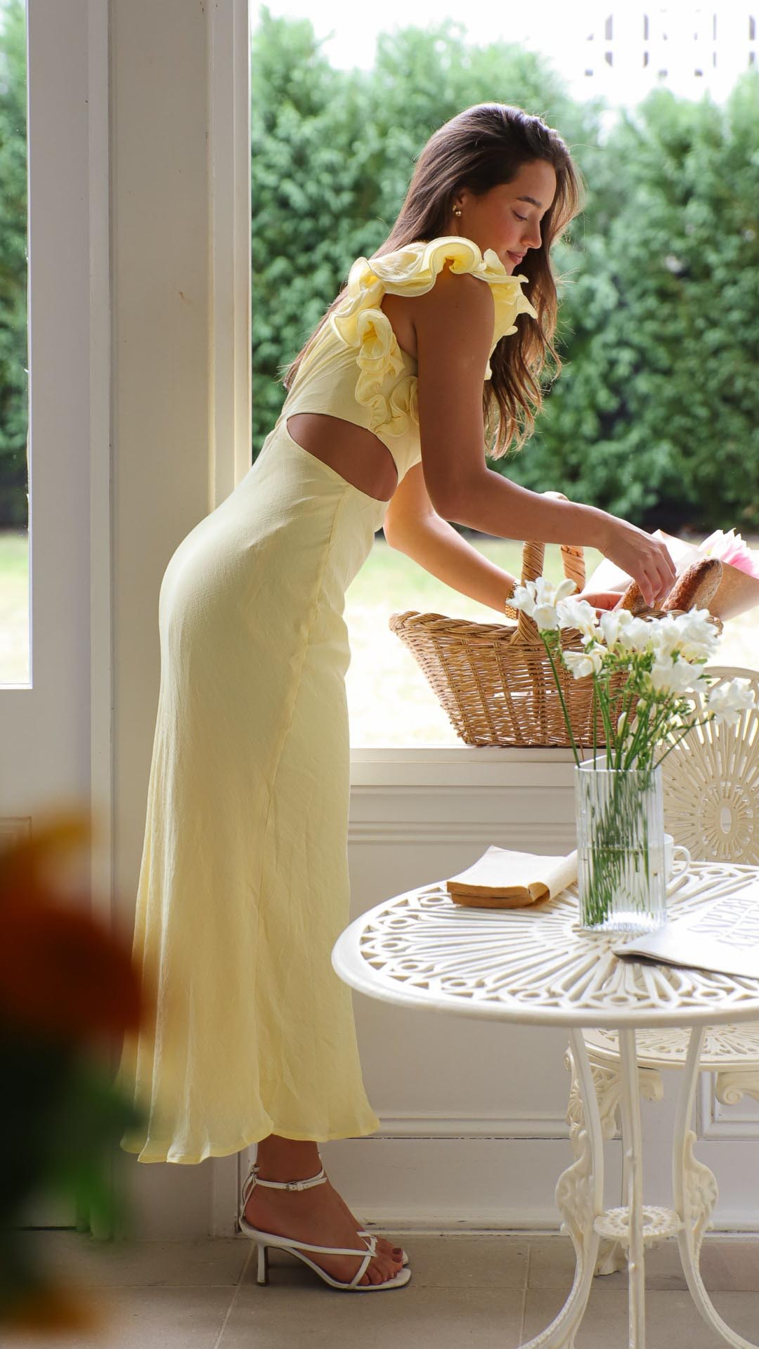 Women's Limoncello Cutout Maxi Dress One-Shoulder Sleeveless Elegant