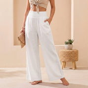Women's Flowy Wide-Leg Pants with Smocked Waistband