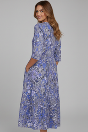 Women's Chic Summer Midi Dress with Three-Quarter Sleeves