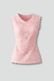 Women's Fashion Scalloped Lace Edging Blouse with V-Neckline