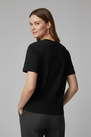 Women's Versatile Plain T-Shirt with Round Neckline