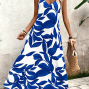 Women's Camo Print Maxi Dress Spaghetti Strap V-Neck Flowy A-Line Sleeveless