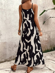 Women's Camo Print Maxi Dress Spaghetti Strap V-Neck Flowy A-Line Sleeveless