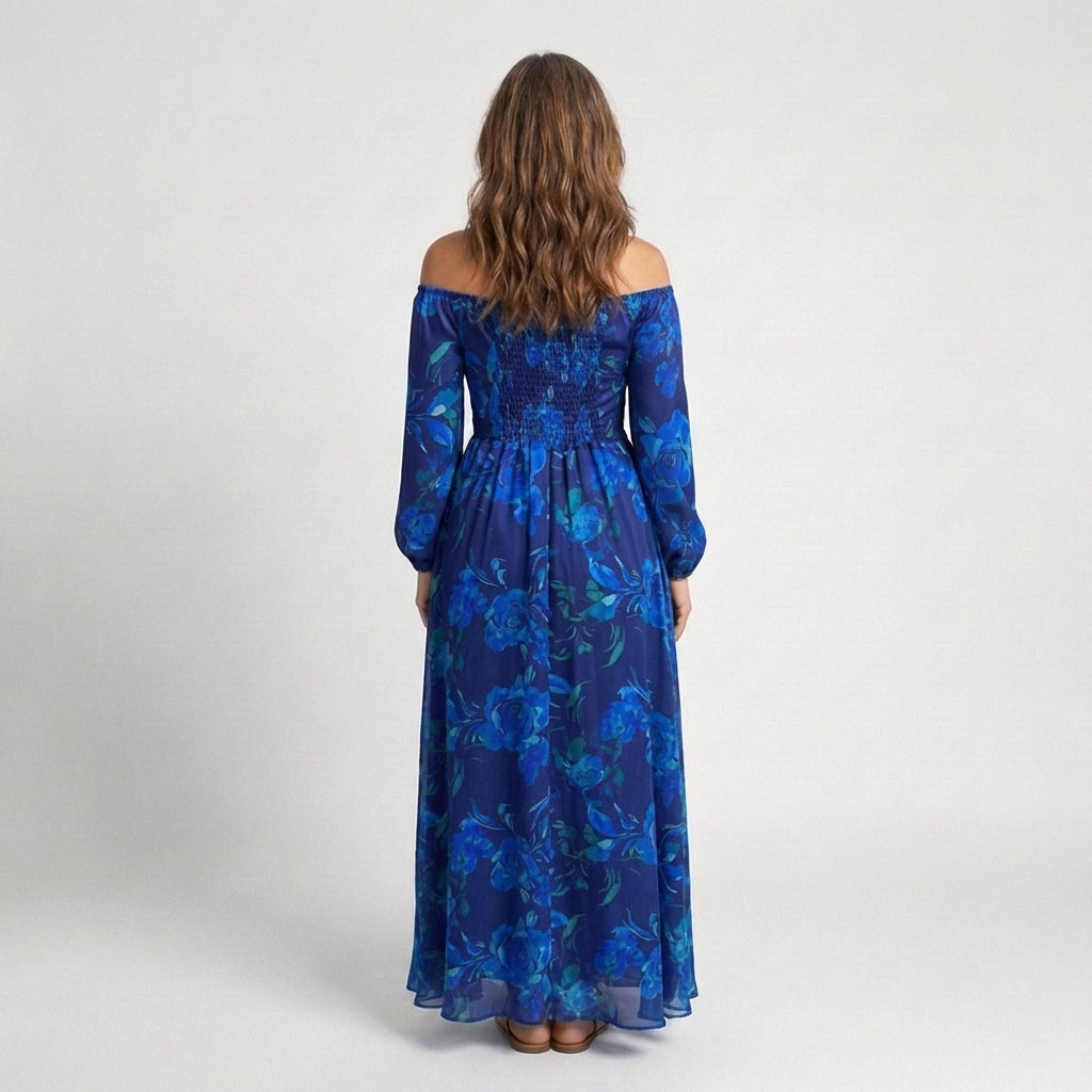 Women's Romantic Off-Shoulder Floral Maxi Dress