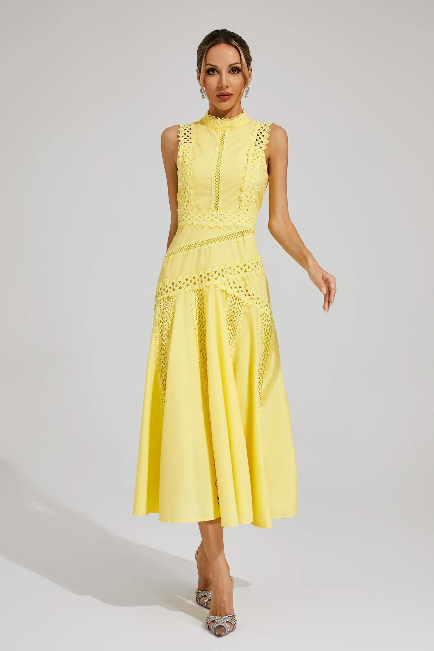 Women's Stunning Summer Flowy Midi Wedding Guest Dress for Weddings and Garden Parties