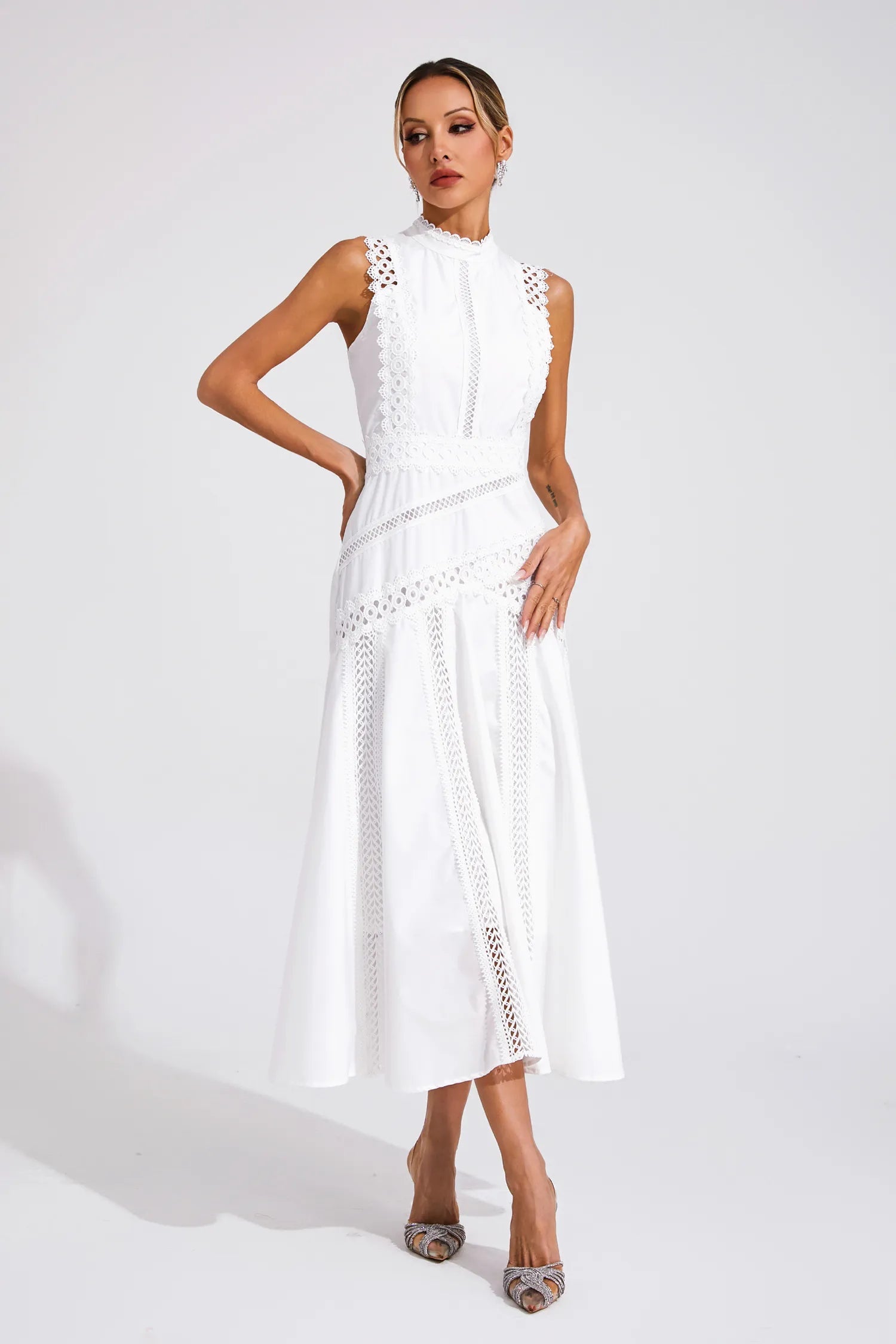 Women's Stunning Summer Flowy Midi Wedding Guest Dress for Weddings and Garden Parties