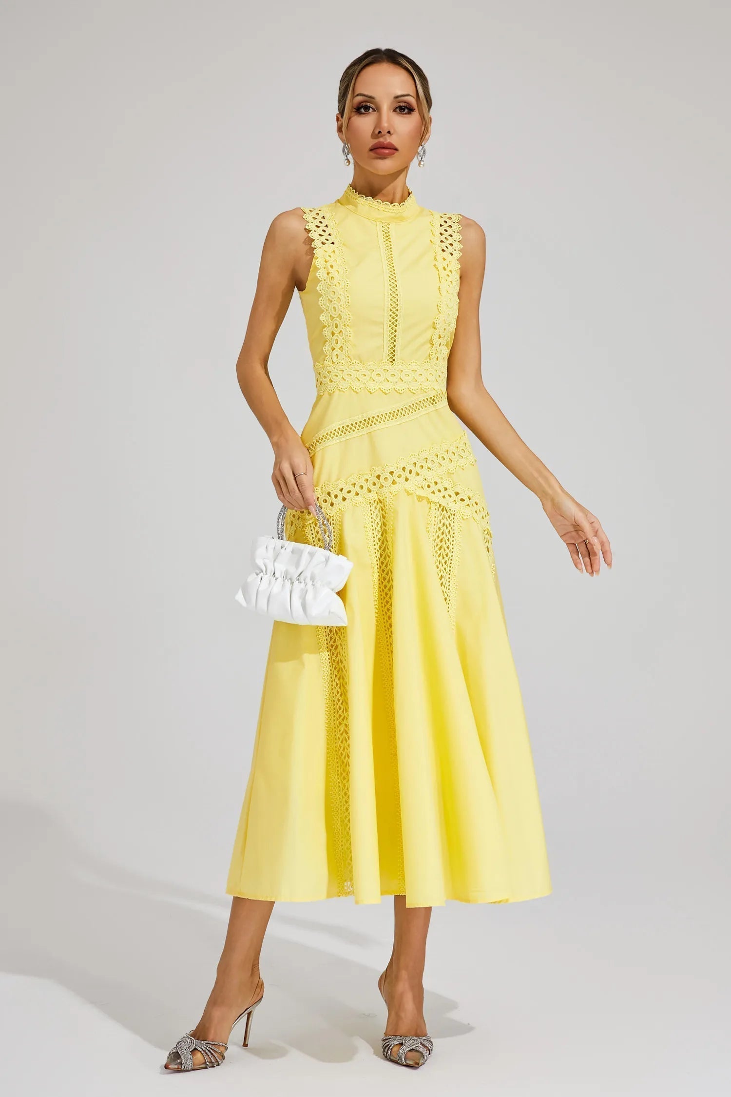 Women's Stunning Summer Flowy Midi Wedding Guest Dress for Weddings and Garden Parties